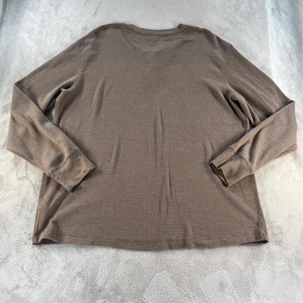 Faded Glory Henley Shirt Mens XL Brown Waffle Knit Thermal Long Sleeve Layering - Picture 5 of 11